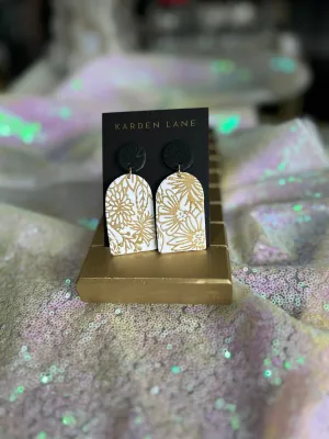 Floral Arch Earrings - White