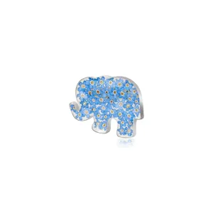 Forget-Me-Not Elephant Brooch – Handmade with Real Flowers