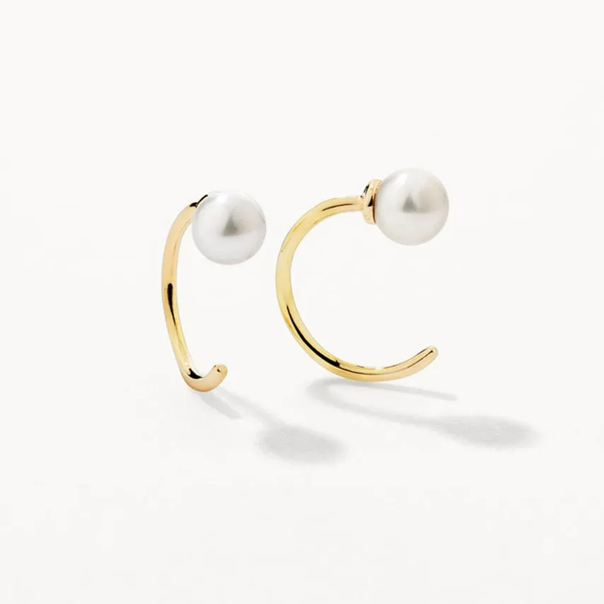 Freshwater Pearl June Birthstone Hook Earrings in 10k Gold