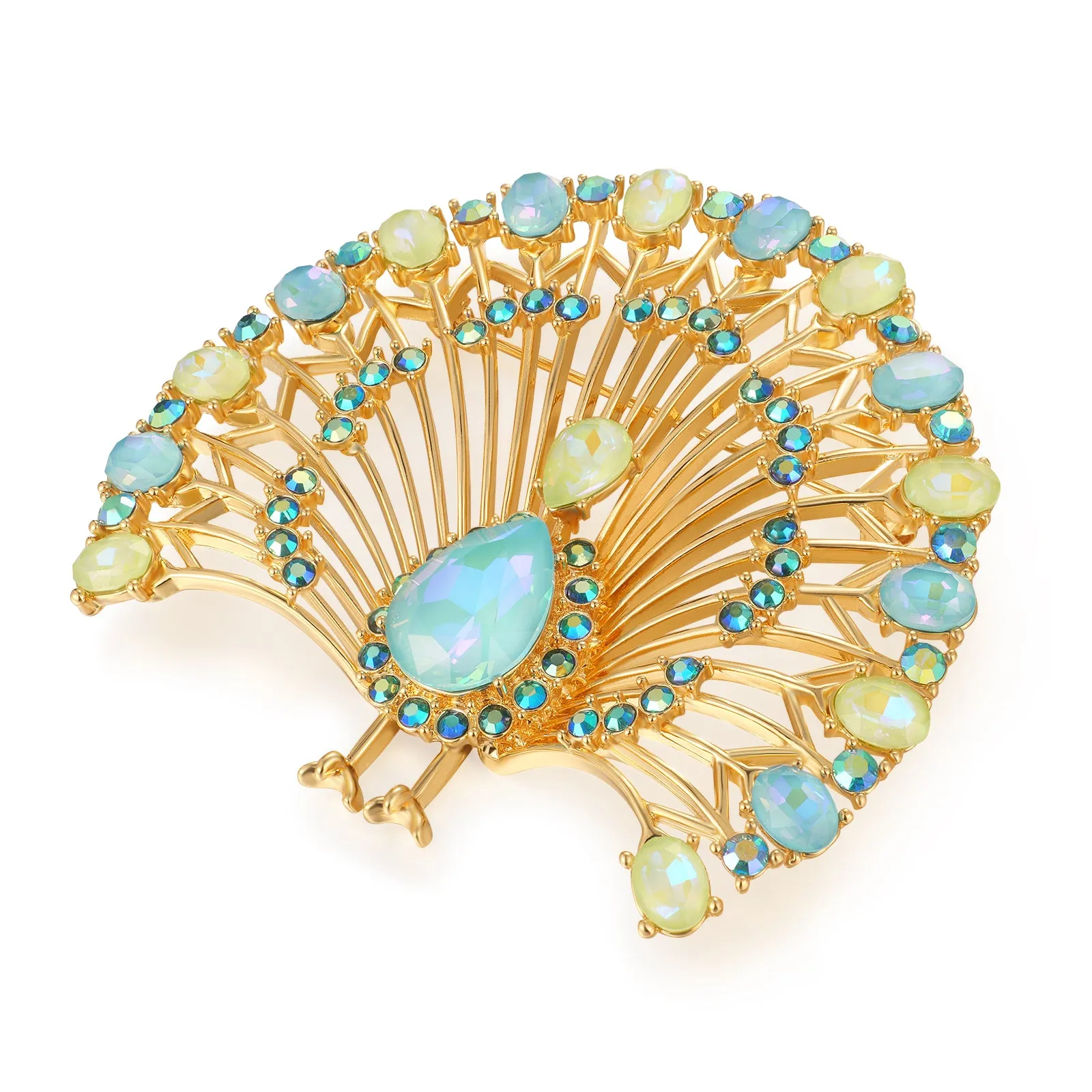 Full Bloom Peacock Brooch