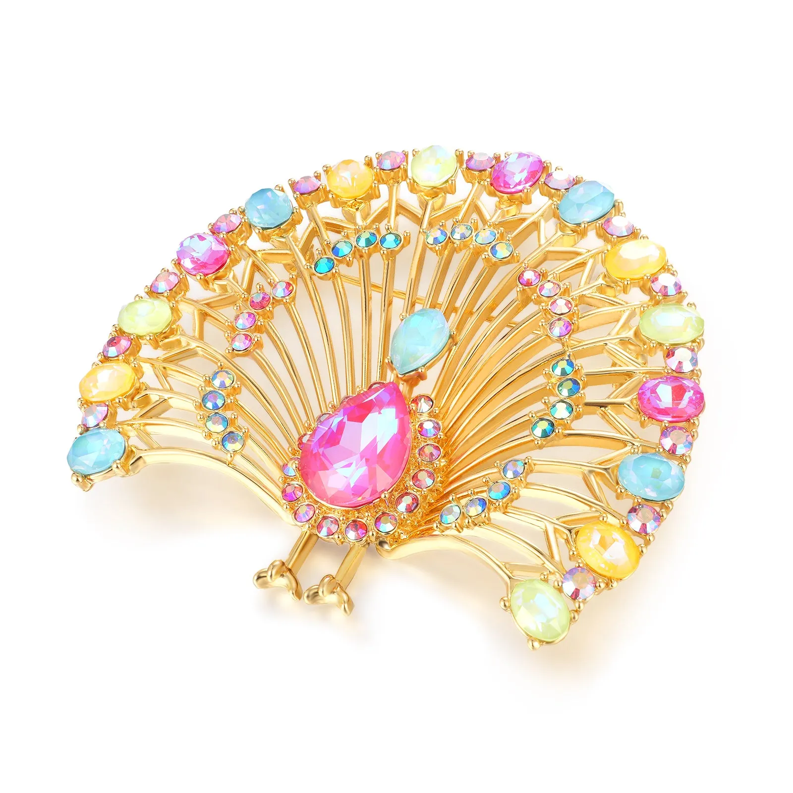 Full Bloom Peacock Brooch