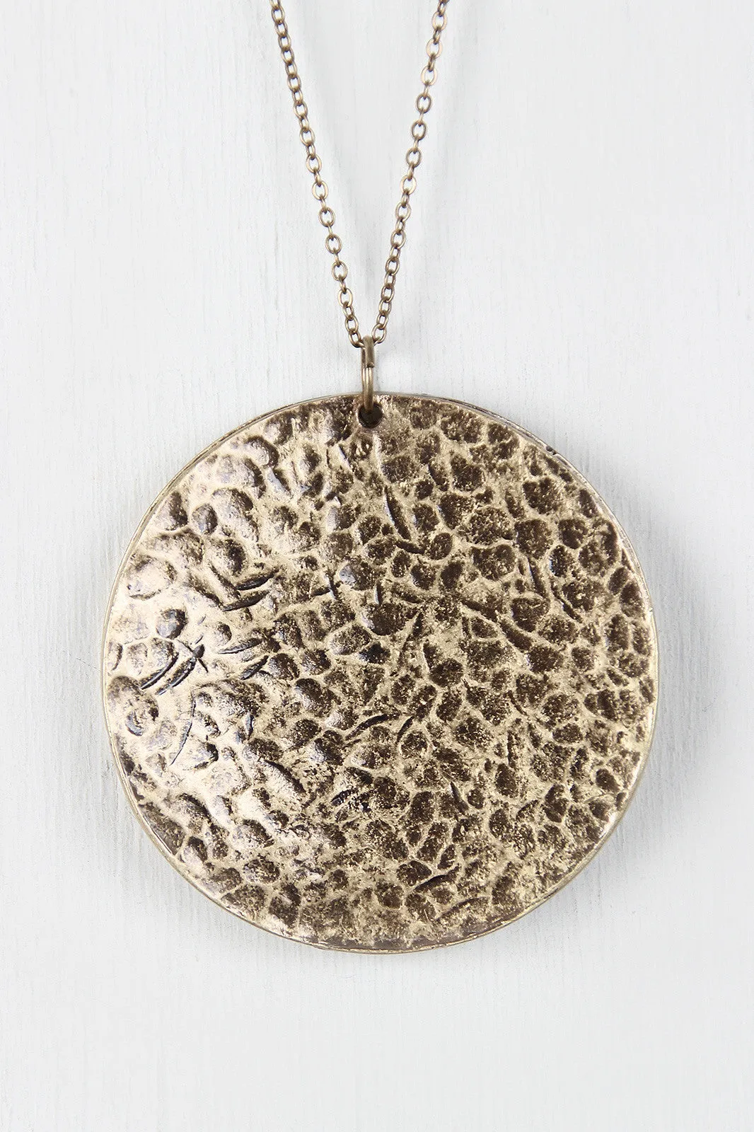 Full Moon Metal Disc Pendant Necklace