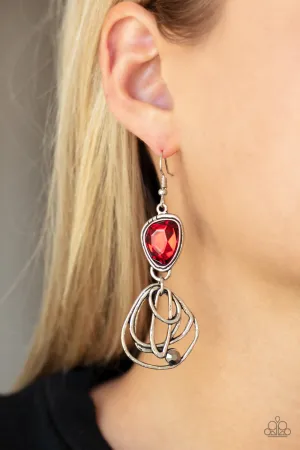 Galactic Drama - Red Ruby Earrings - Paparazzi Accessories