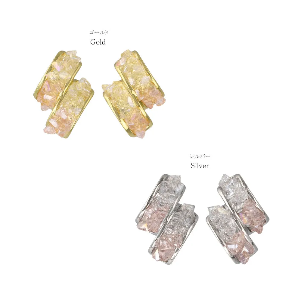 Gemmed Double Rectangular Earrings