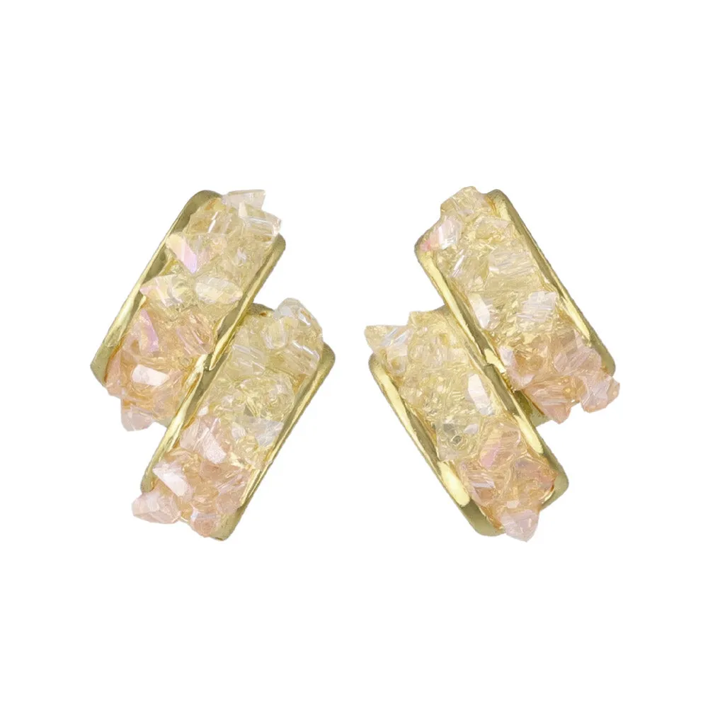 Gemmed Double Rectangular Earrings