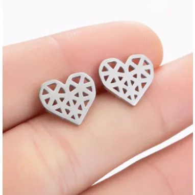 Geometric Heart Stainless Steel Studs