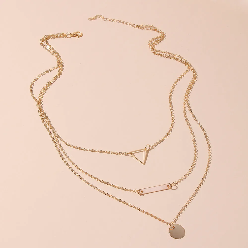 Geometric Pendant Necklace Simple Multilayer Clavicle Chain