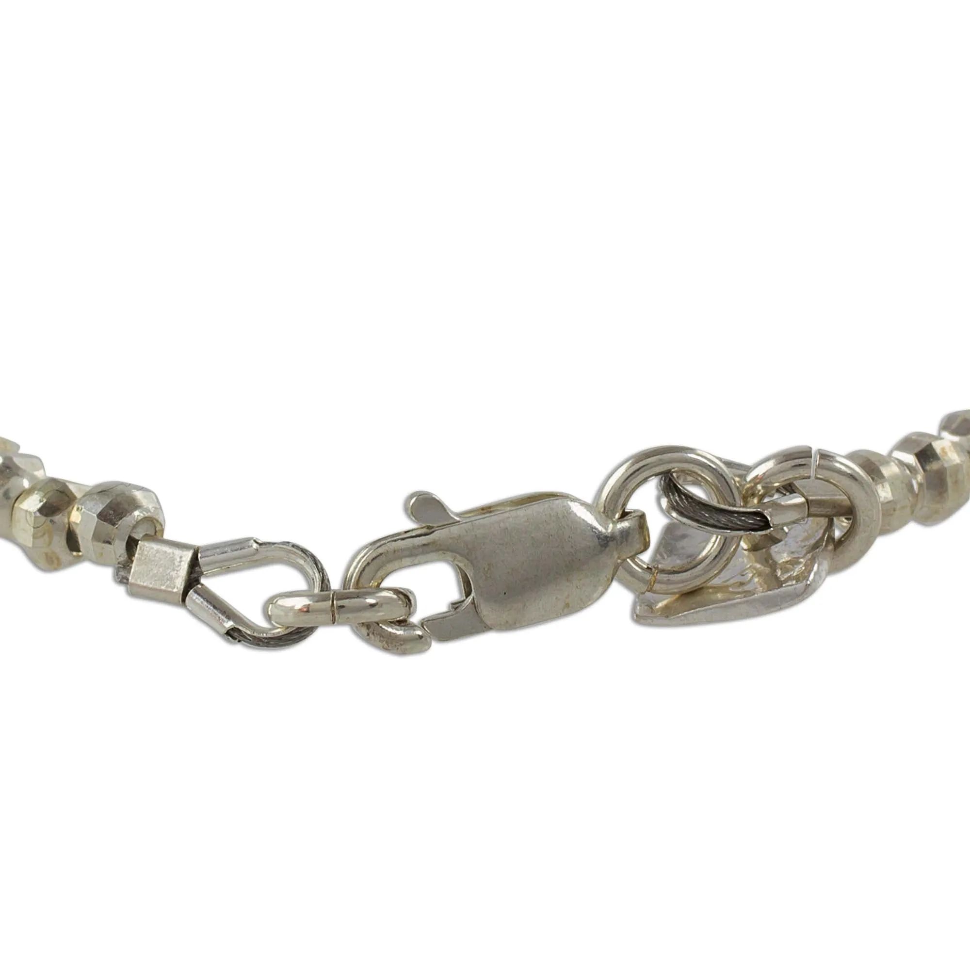 Gleaming Geometry Geometric Sterling Silver Beaded Bracelet from Guatemala