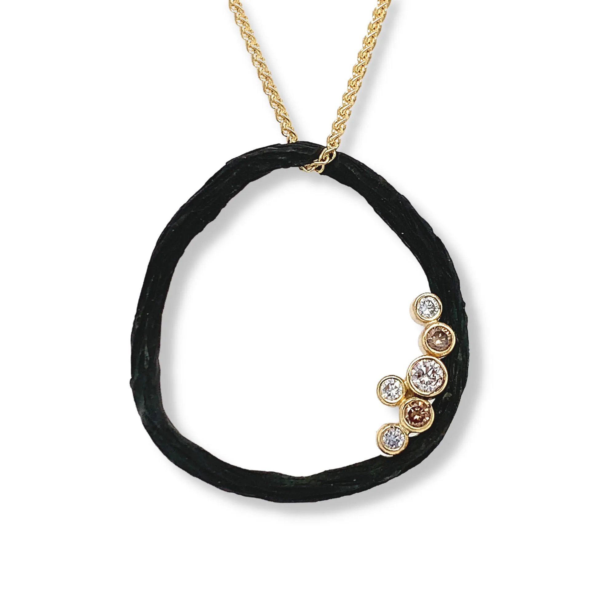 Gold & Cobalt Chrome Diamond Necklace - "Pebble Beach"