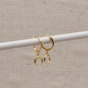 Gold Horn Crescent Hoops