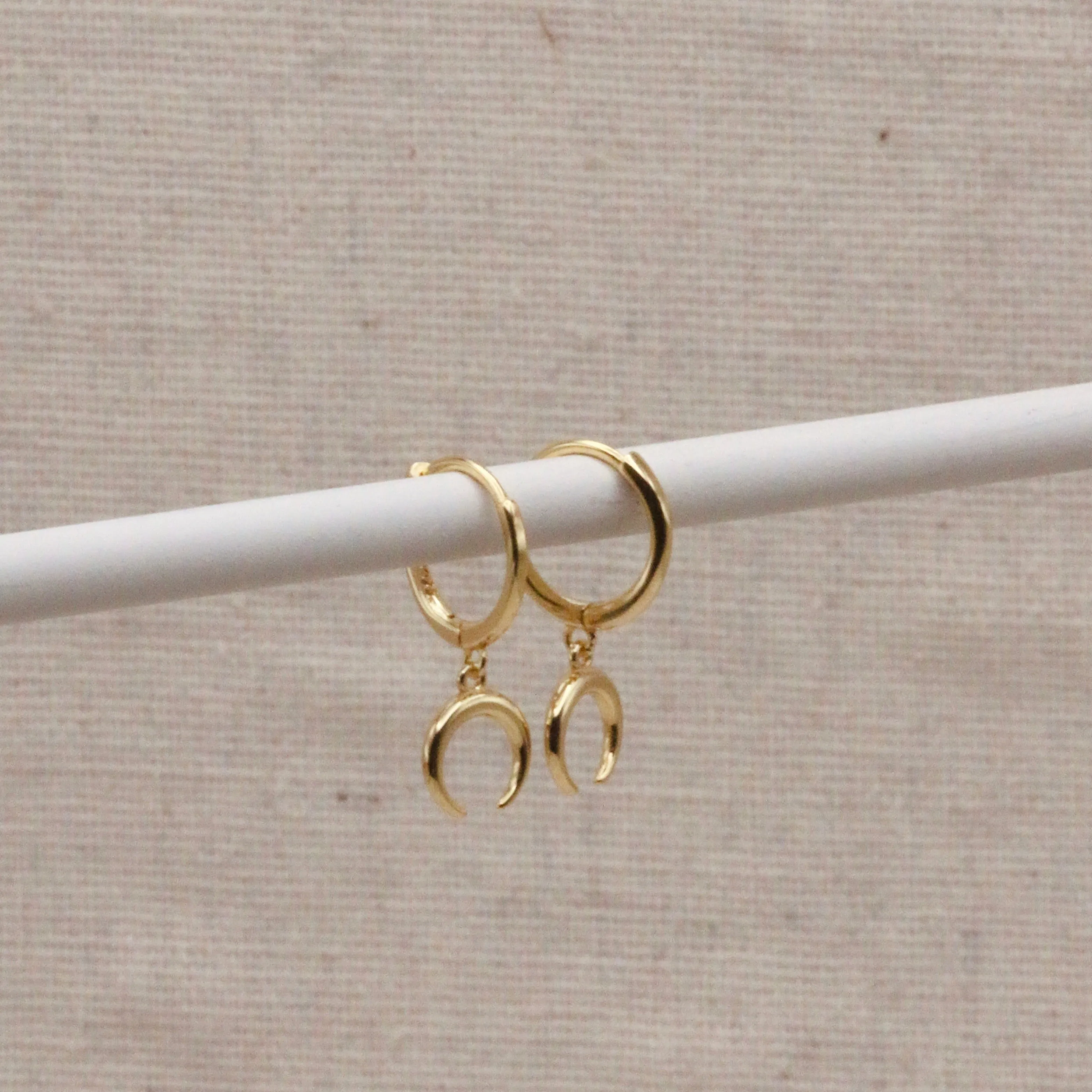 Gold Horn Crescent Hoops