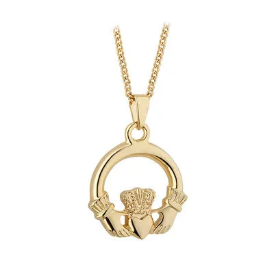 Gold Plated Medium Claddagh Pendant