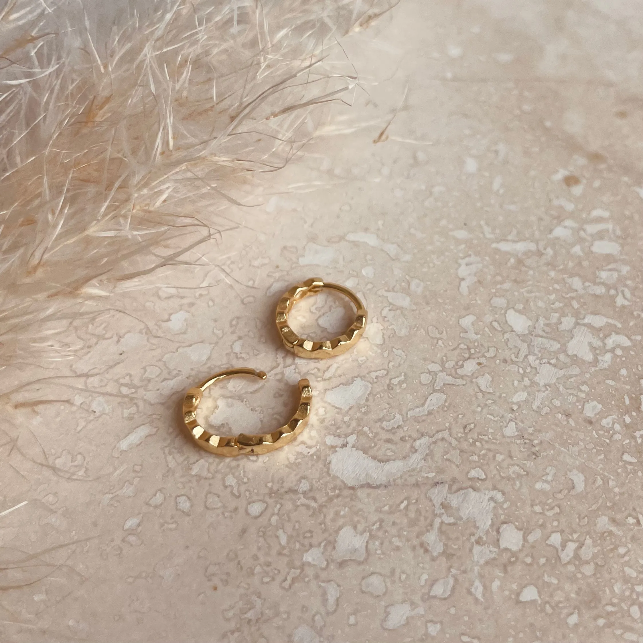 Gold Scallop Huggie Hoops