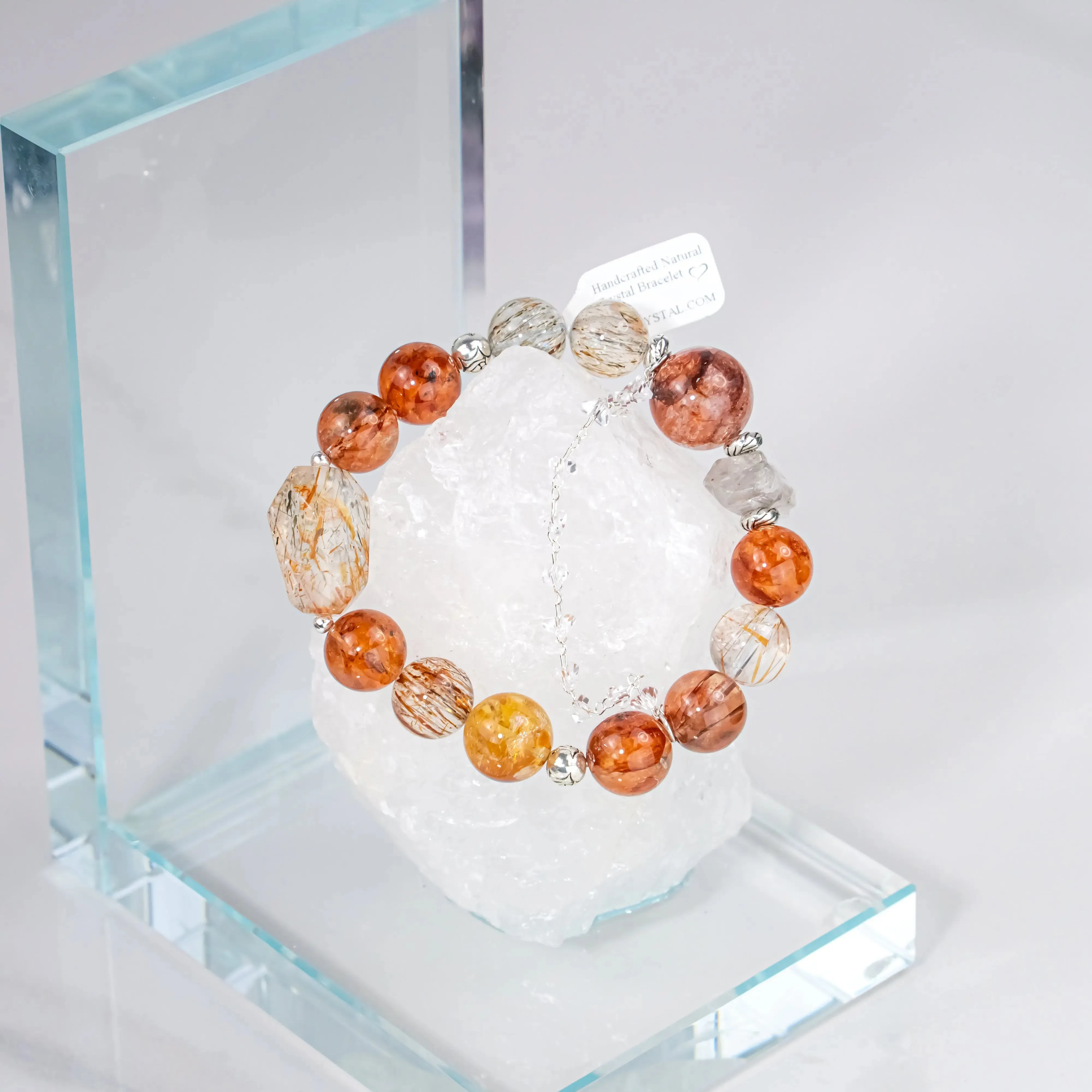 Gold Super 7 Citrine Red Hematoid Quartz Bracelet