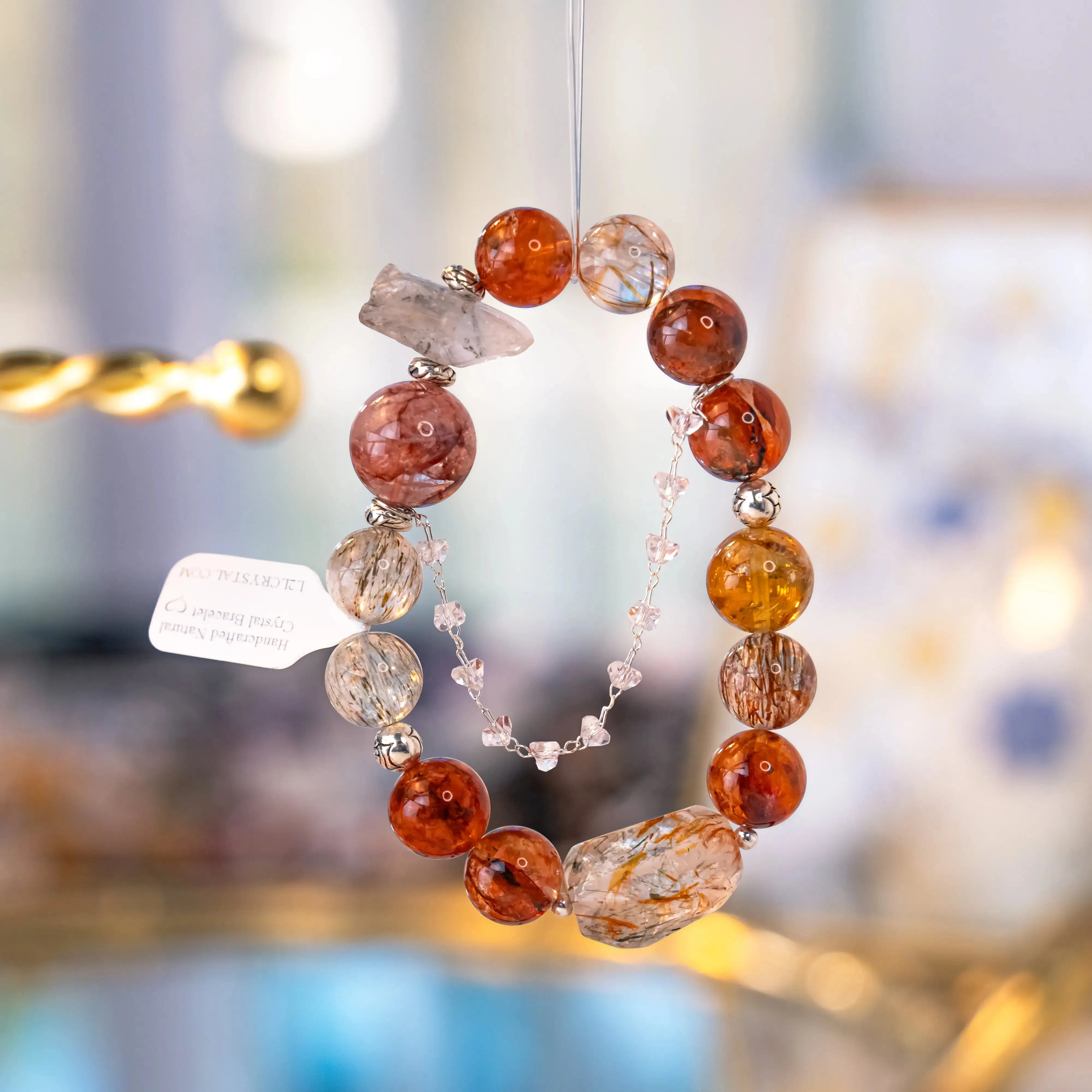 Gold Super 7 Citrine Red Hematoid Quartz Bracelet