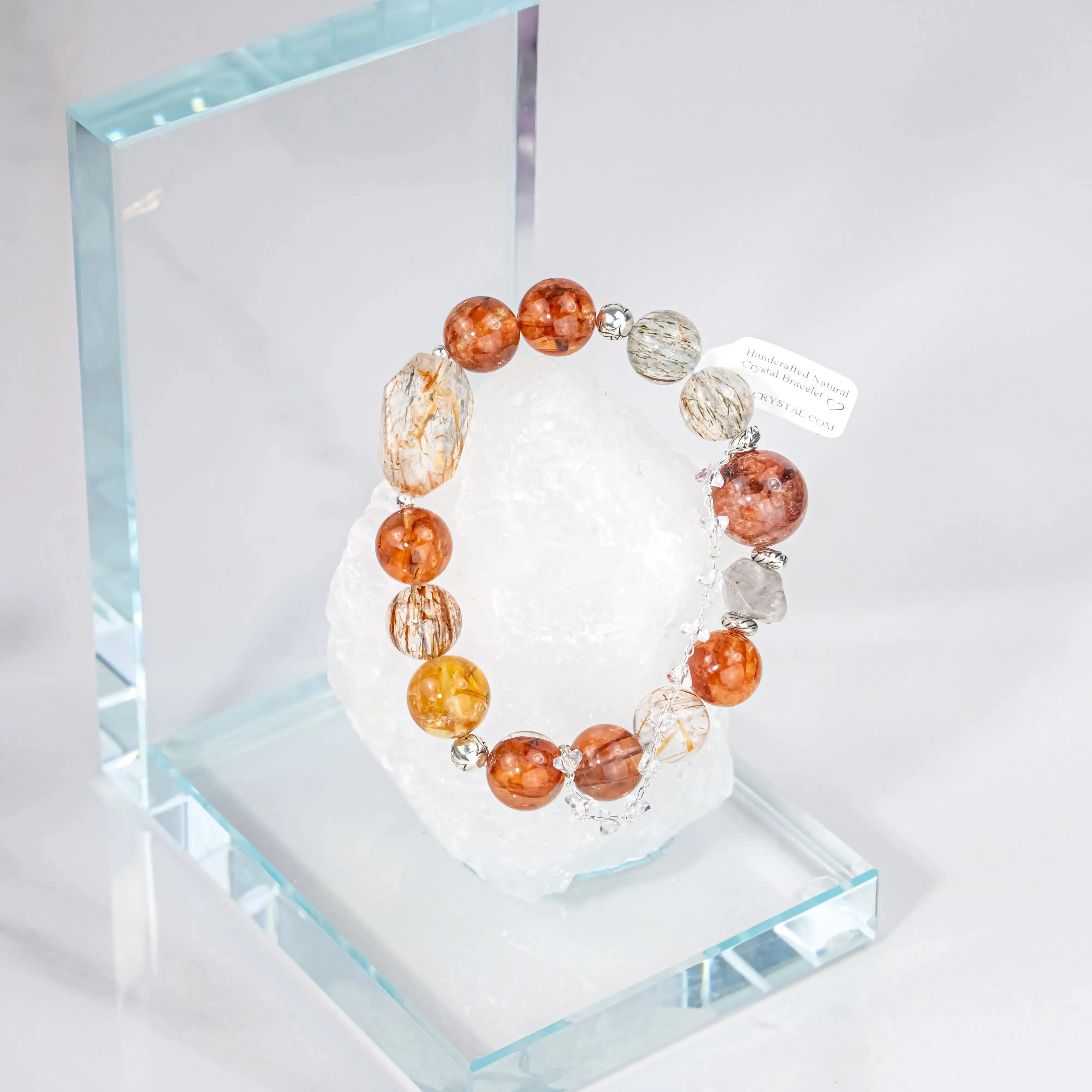 Gold Super 7 Citrine Red Hematoid Quartz Bracelet