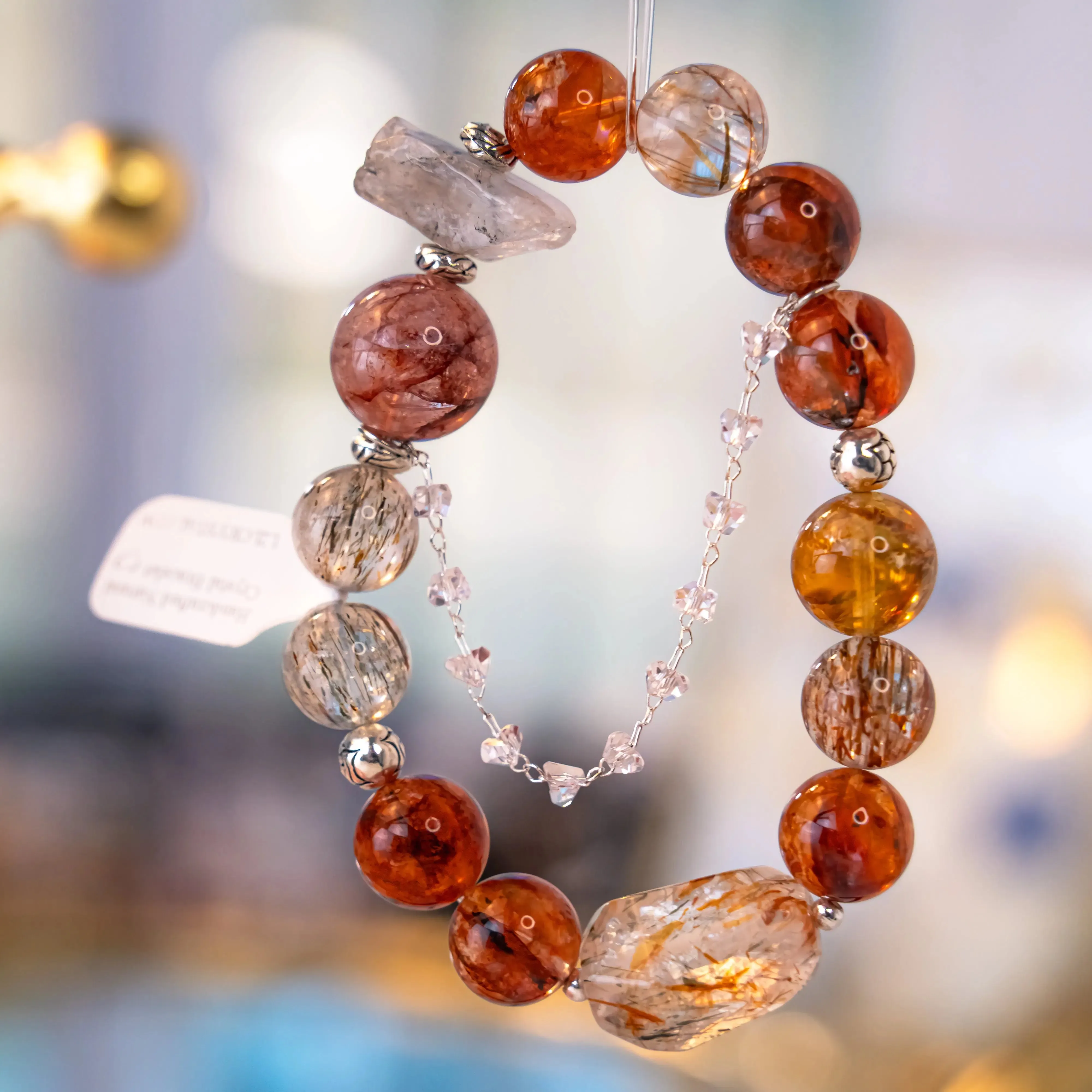 Gold Super 7 Citrine Red Hematoid Quartz Bracelet