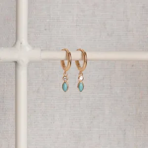 Gold Turquoise Diamanté Huggie Hoops