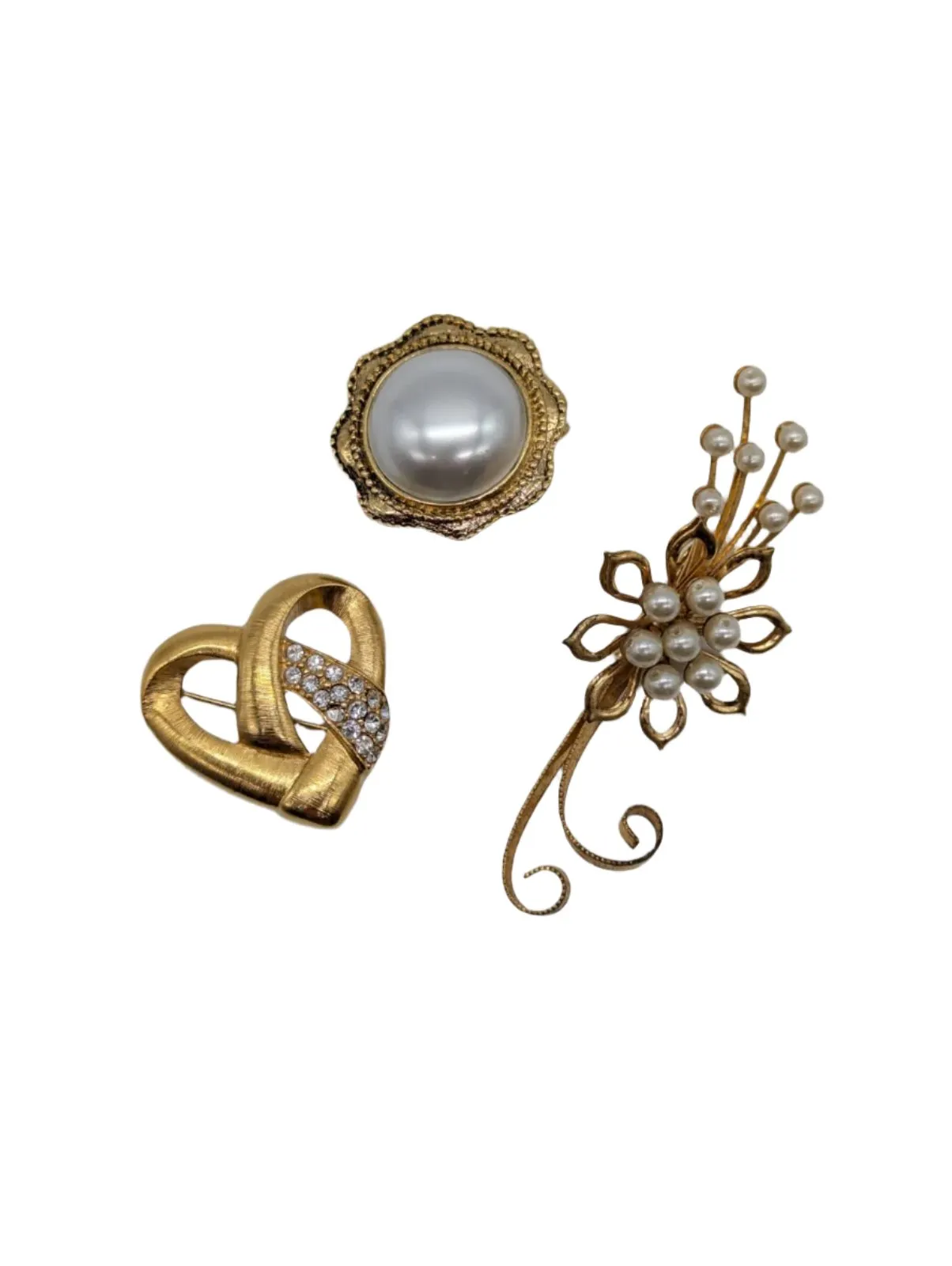 Golden Harmony Vintage Brooch Trio