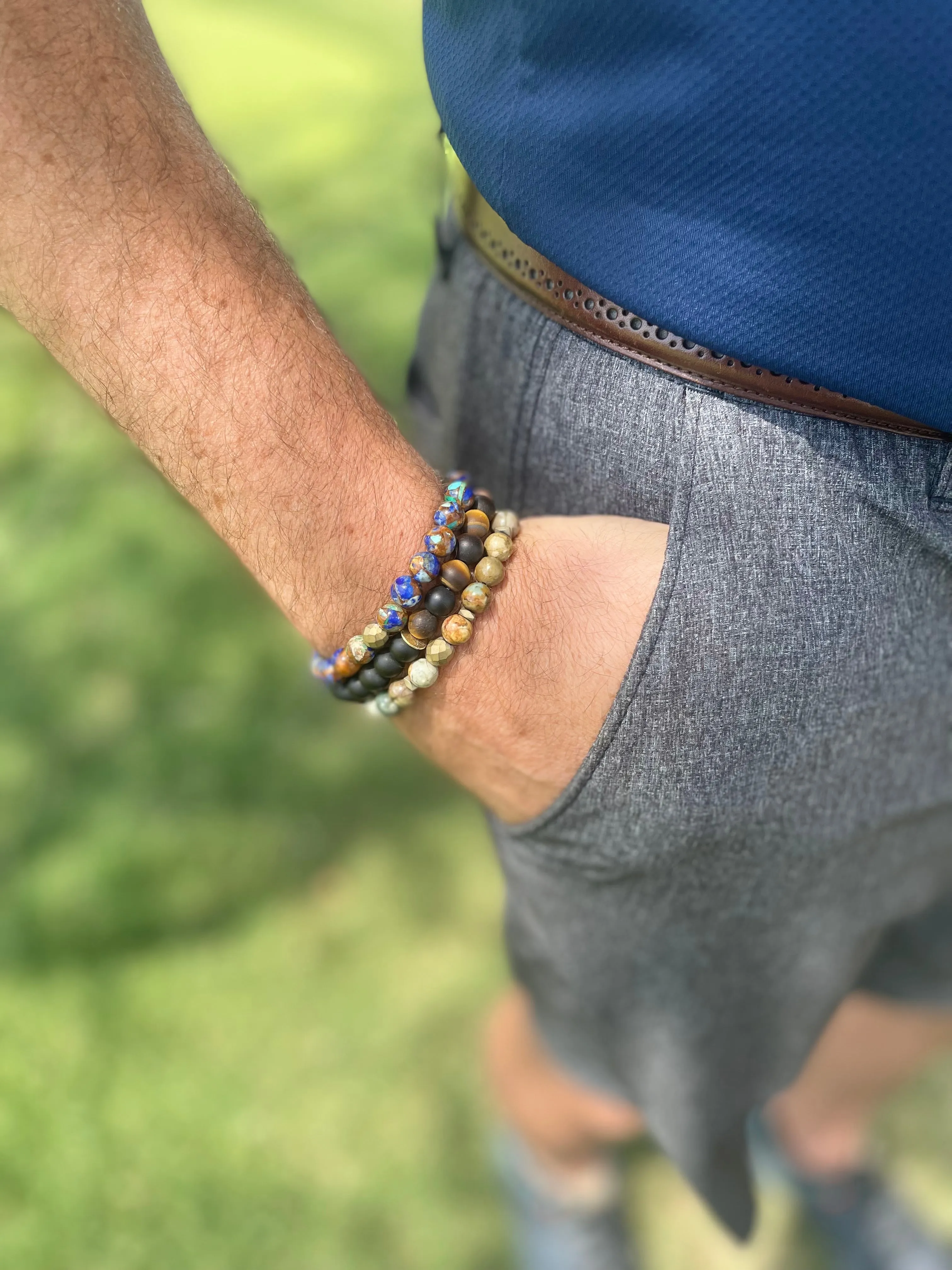 Gully Men's Beaded Stone Bracelet