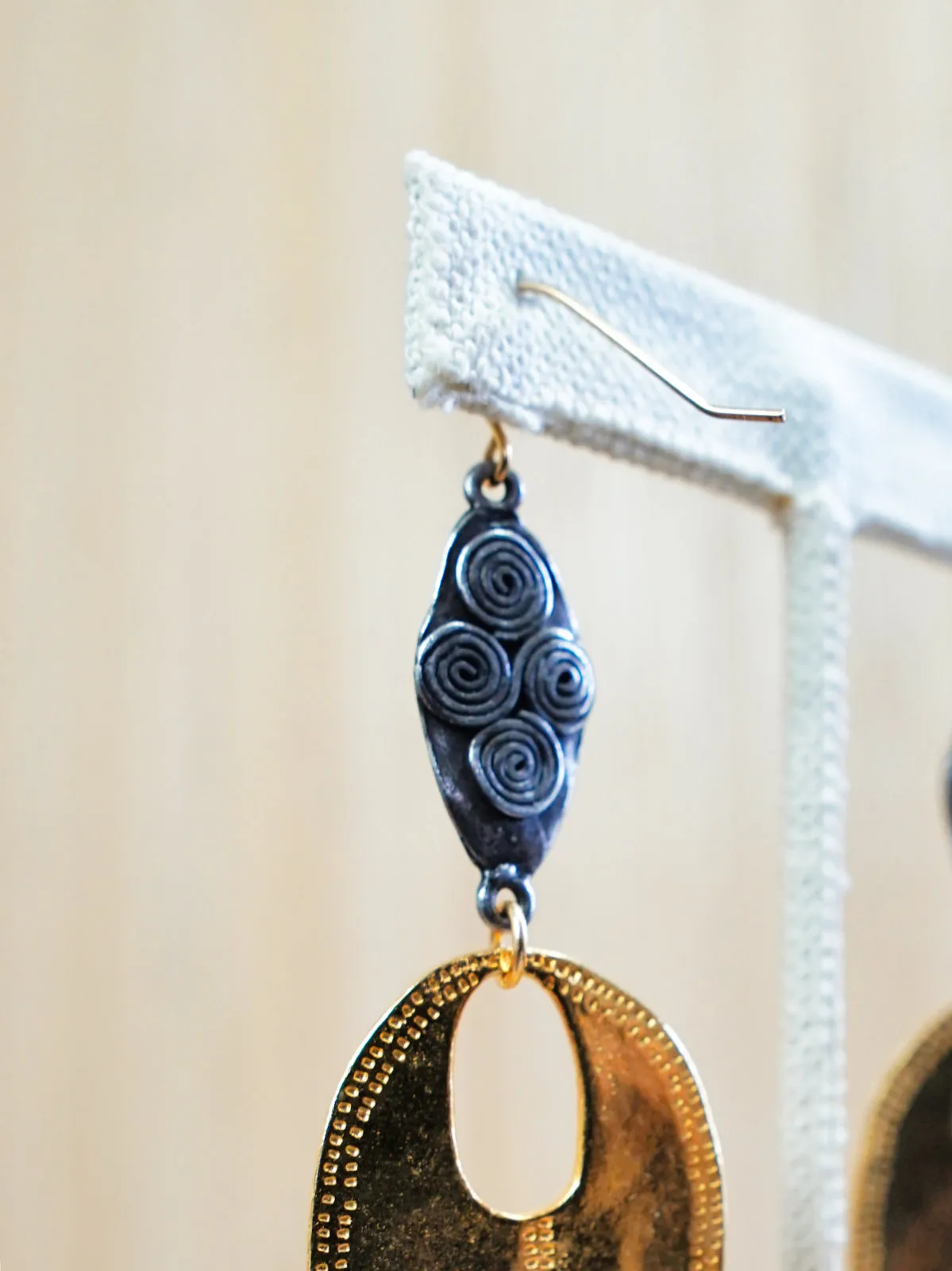 Hammered Gold Edgy Teardrop Earrings