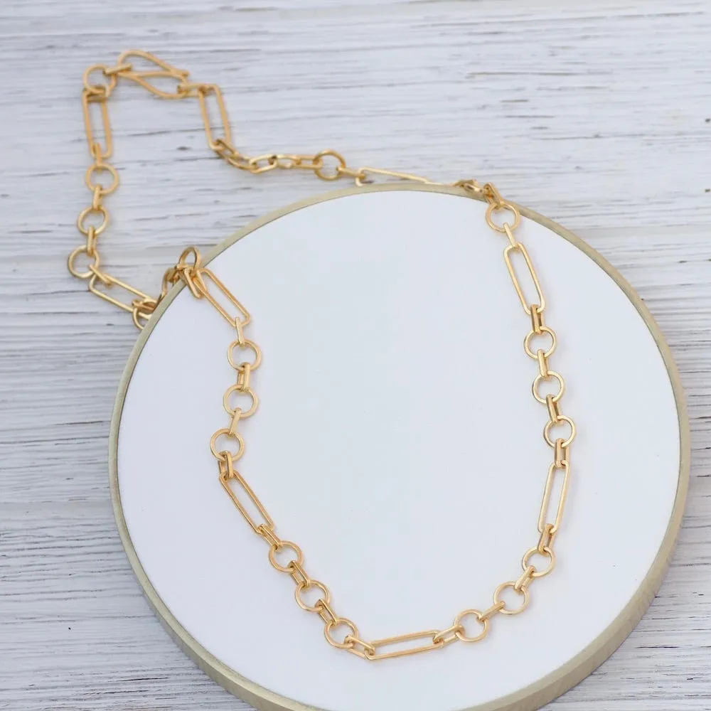 Handmade Industrial Link Necklace - Gold Plate