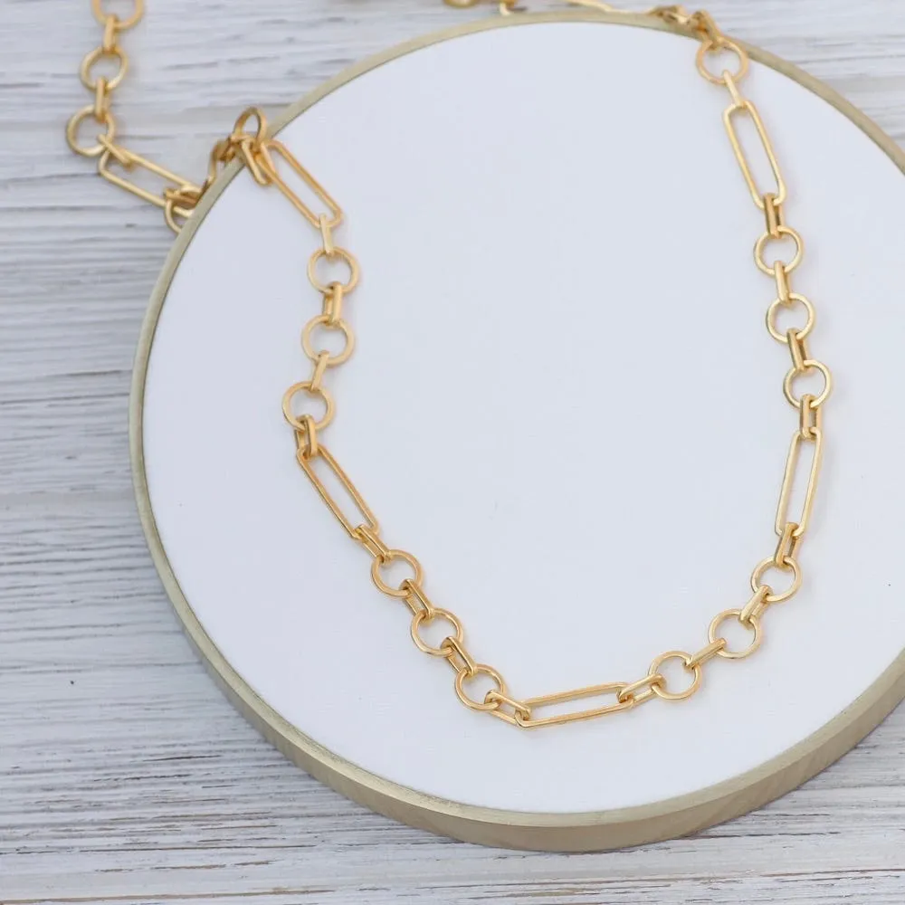 Handmade Industrial Link Necklace - Gold Plate