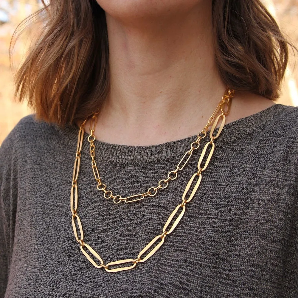 Handmade Industrial Link Necklace - Gold Plate