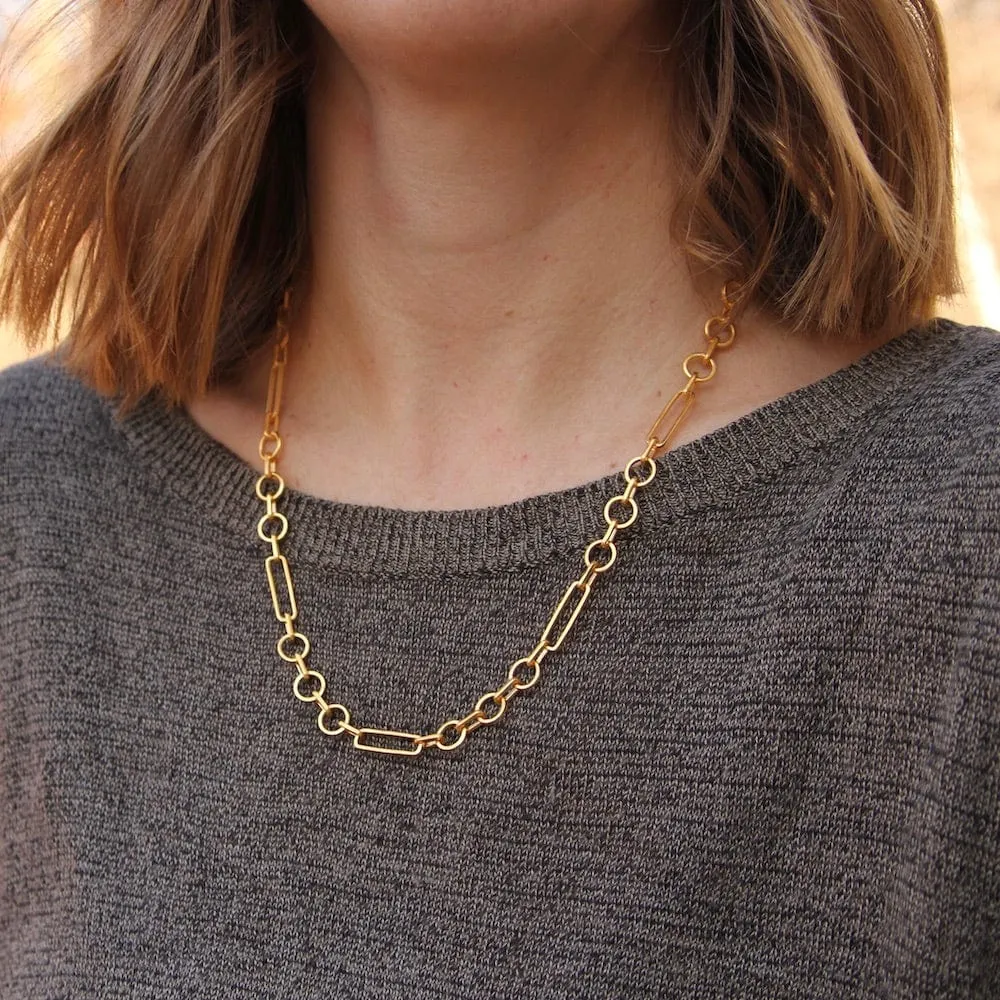 Handmade Industrial Link Necklace - Gold Plate