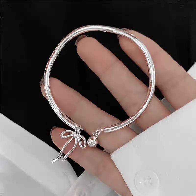 Handmade Silver Ribbon Bangle Bracelet