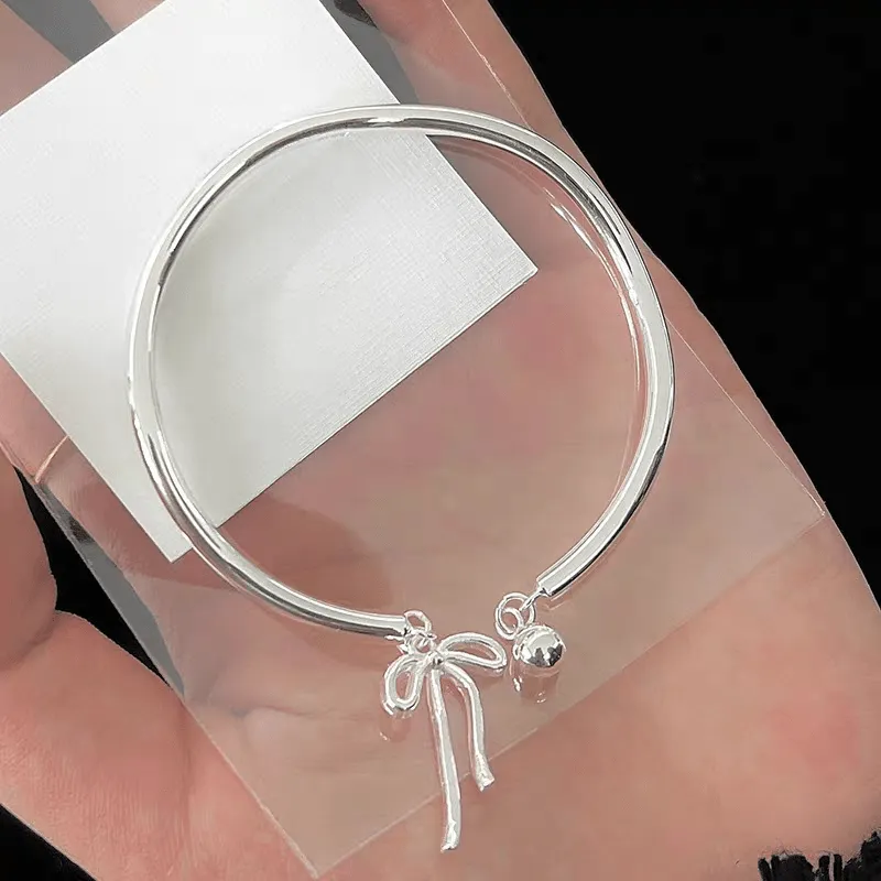 Handmade Silver Ribbon Bangle Bracelet