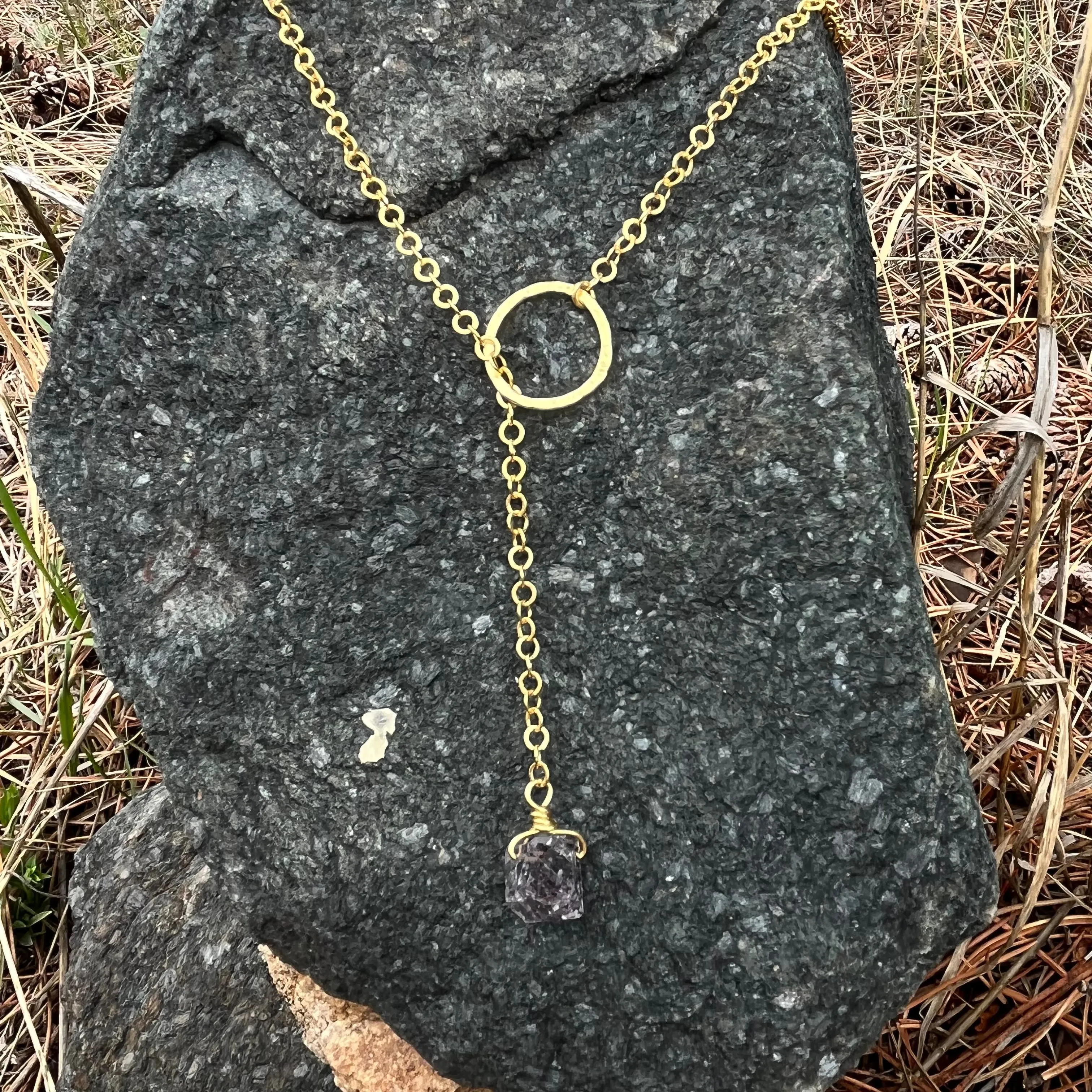 Herkimer Liberation Lariat Gold Necklace