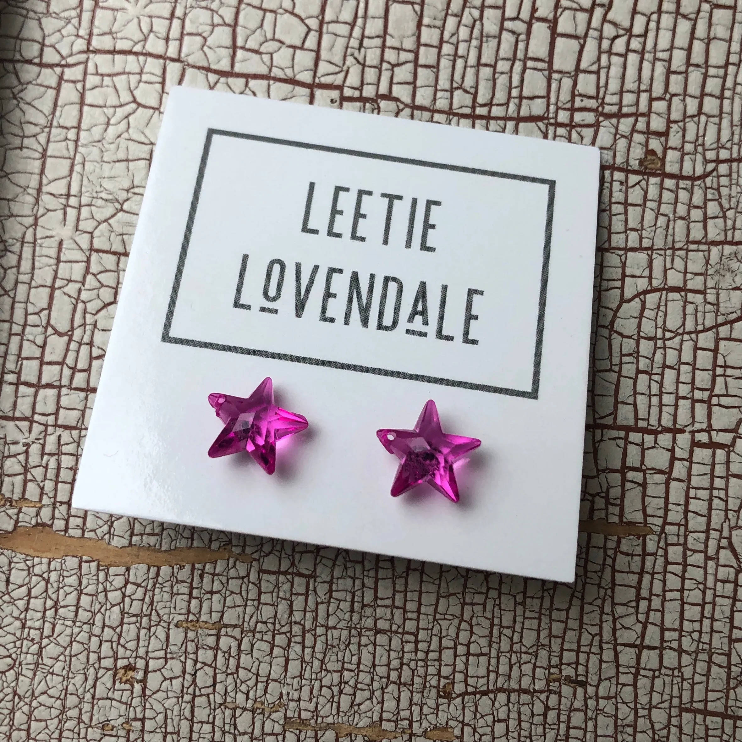 Hot Pink Faceted Petite Star Stud Earrings