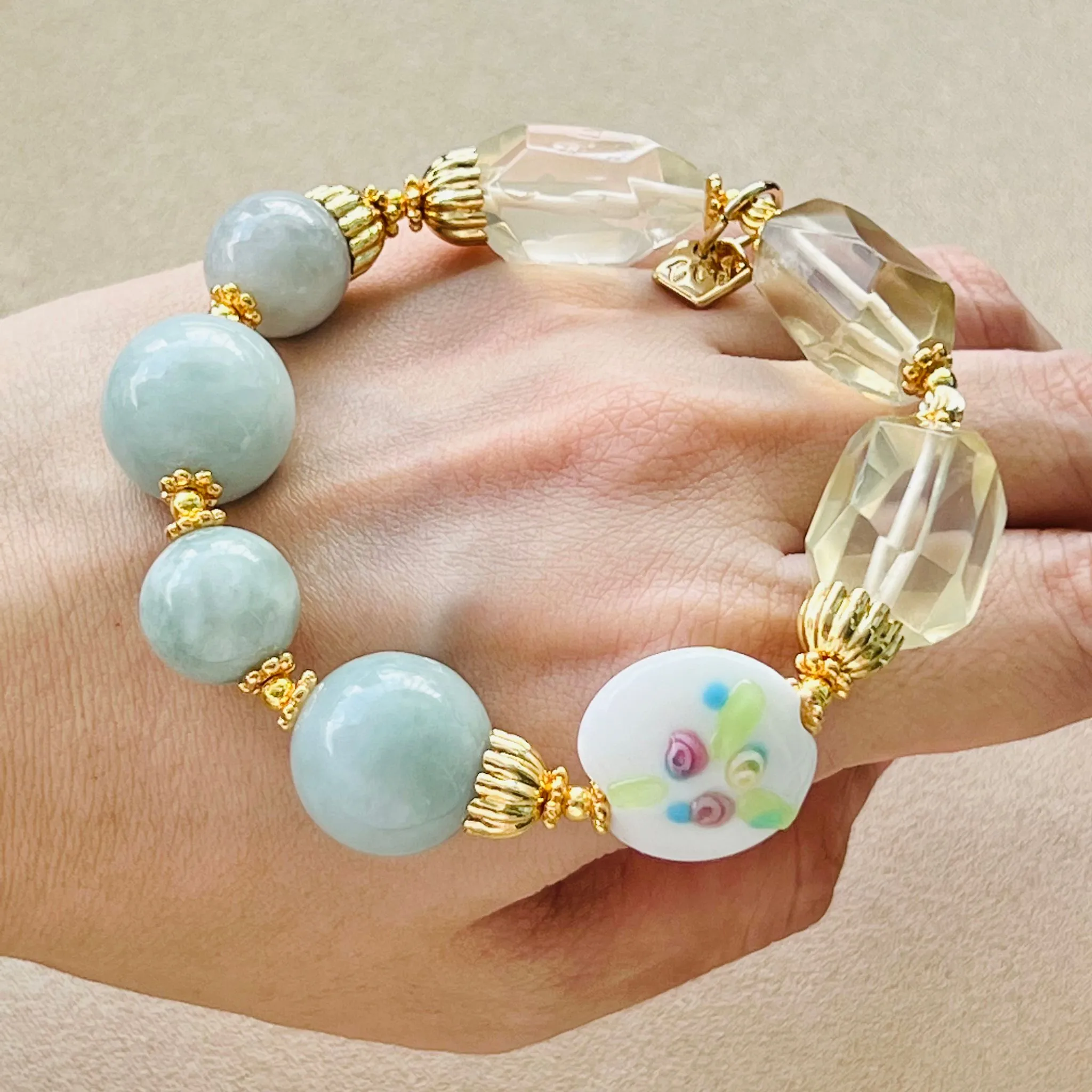 Jade & Raw Lemon Quartz Bracelet