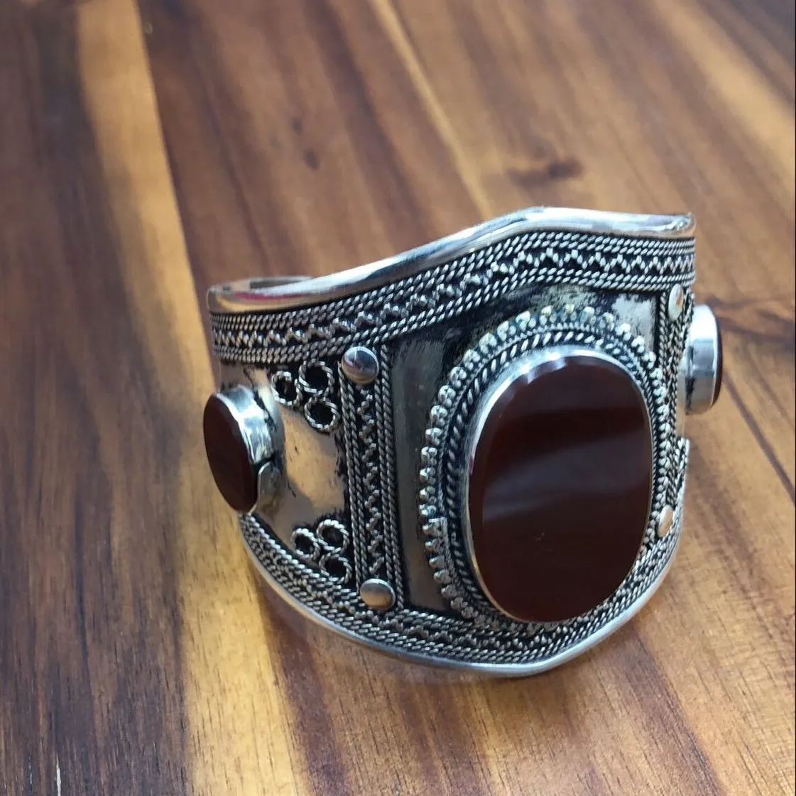 Kuchi Ethnic Tribal Stone Cuff Bracelet, Handmade Bracelet