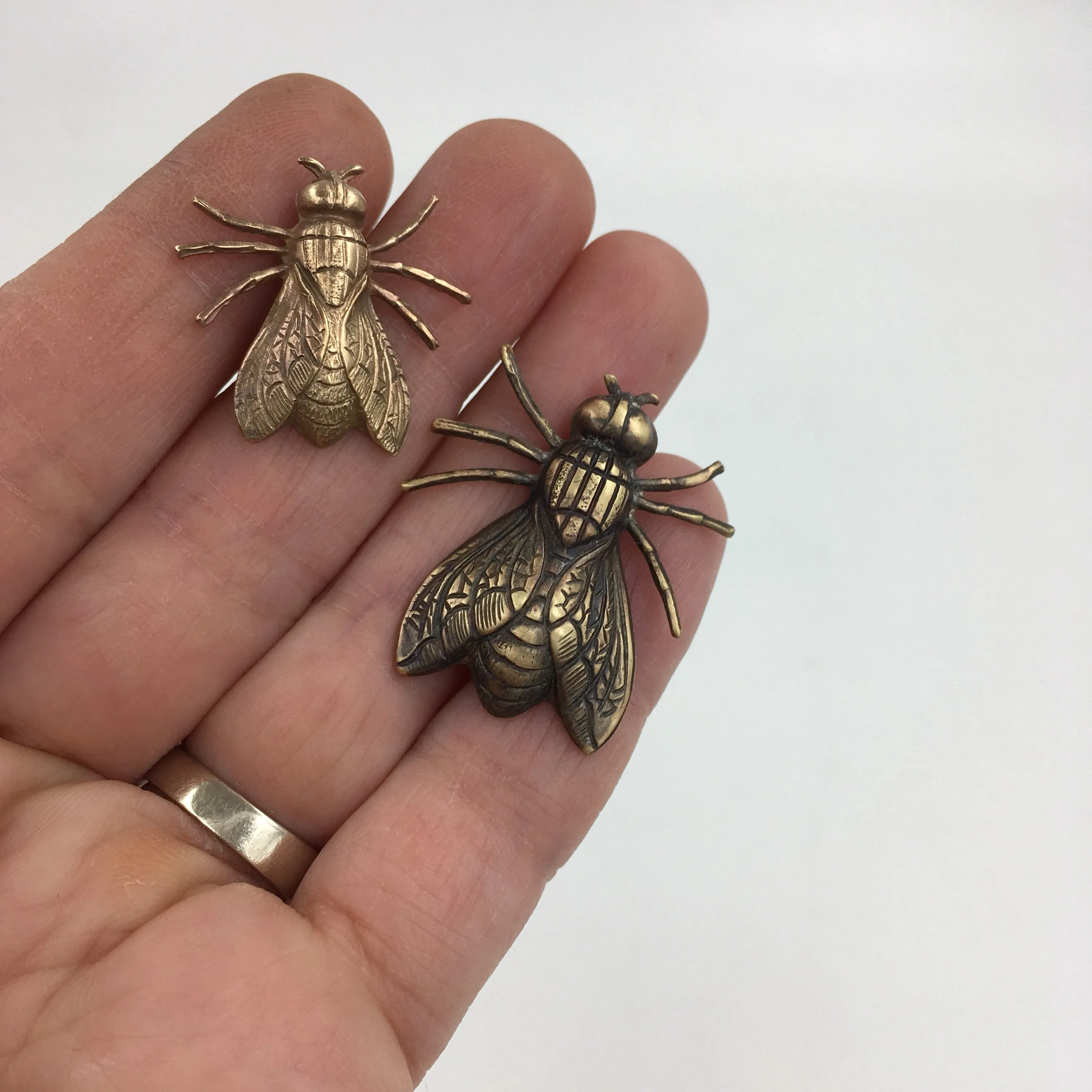 Large Brass Fly Insect Pin or Brooch