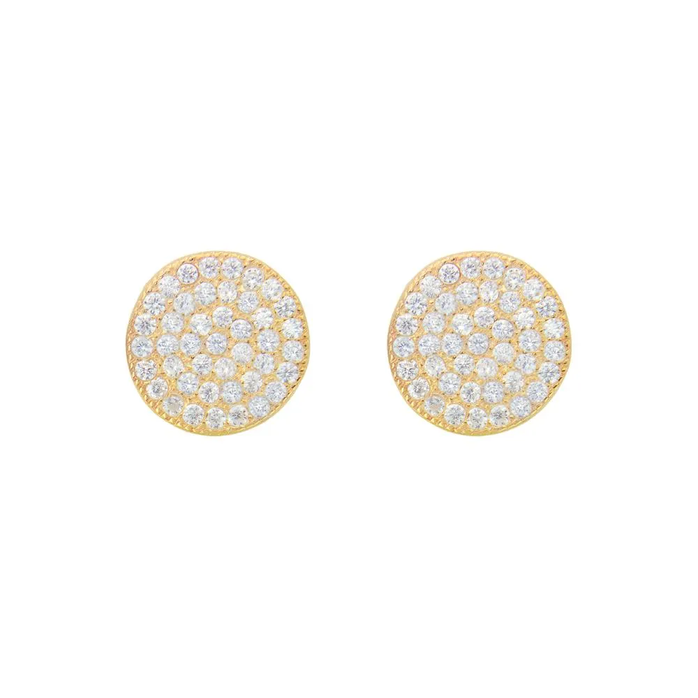 LARGE DISC STUD EARRING, GOLD