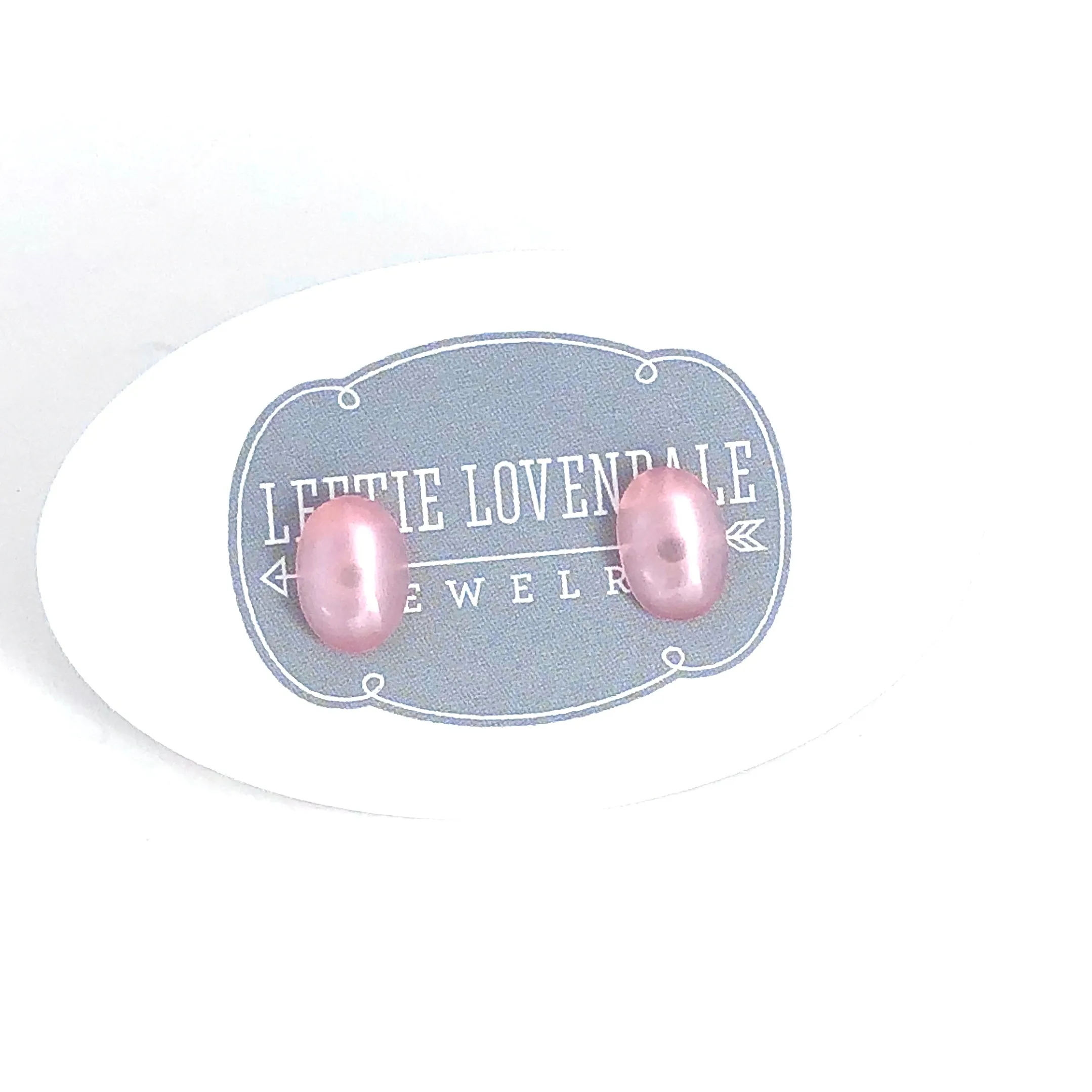 Light Pink Oval Moonglow Stud Minimalist Earrings