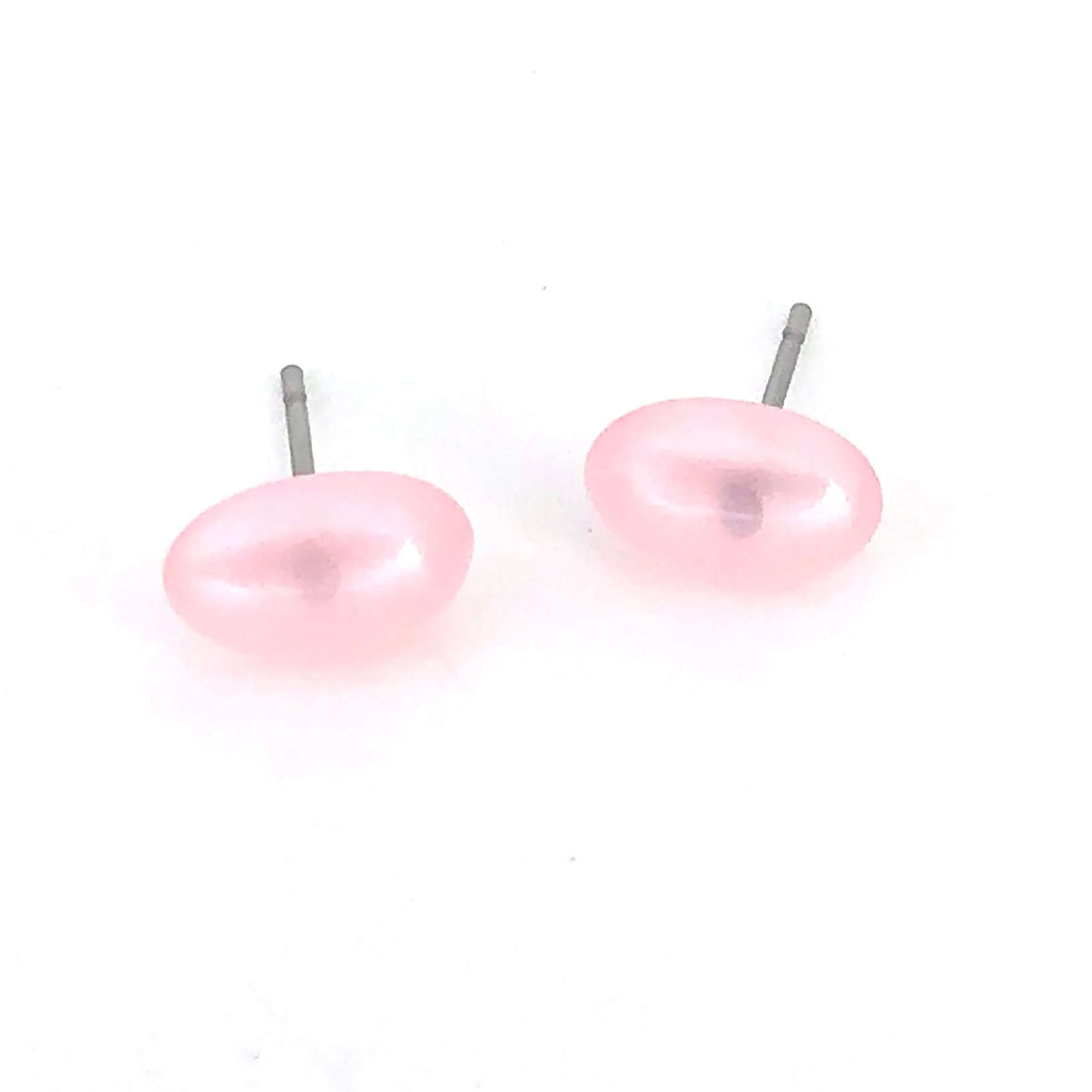 Light Pink Oval Moonglow Stud Minimalist Earrings