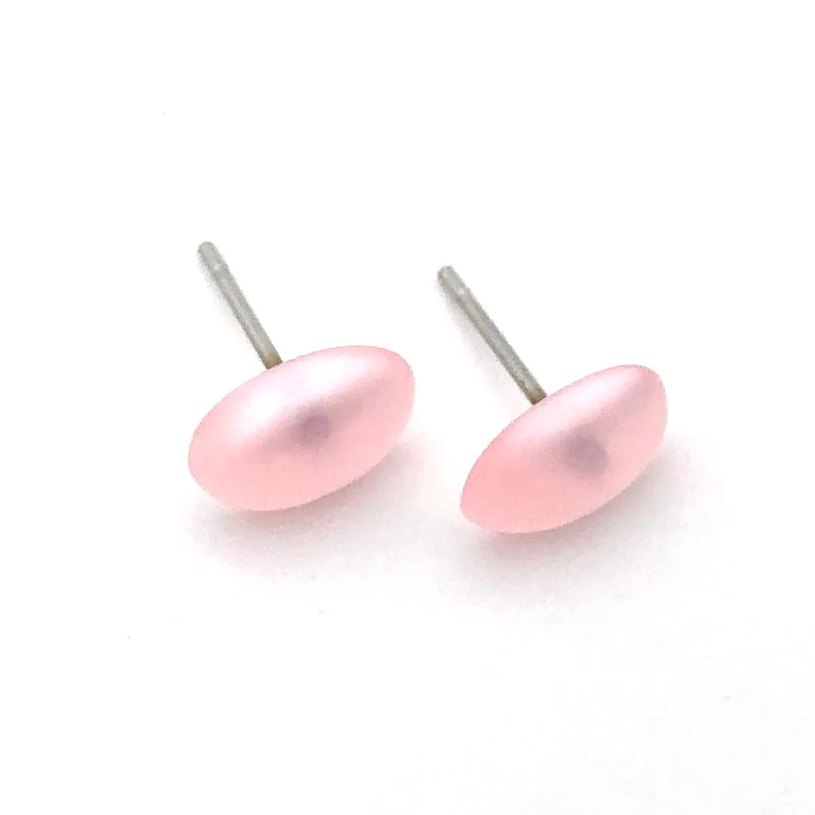 Light Pink Oval Moonglow Stud Minimalist Earrings