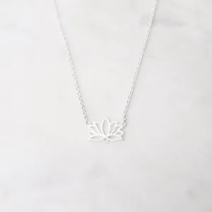 Lotus Necklace – Brushed Sterling Silver