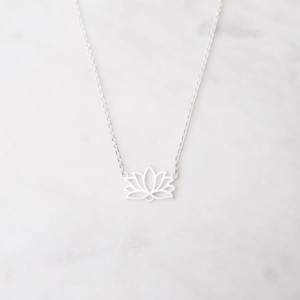 Lotus Necklace – Brushed Sterling Silver