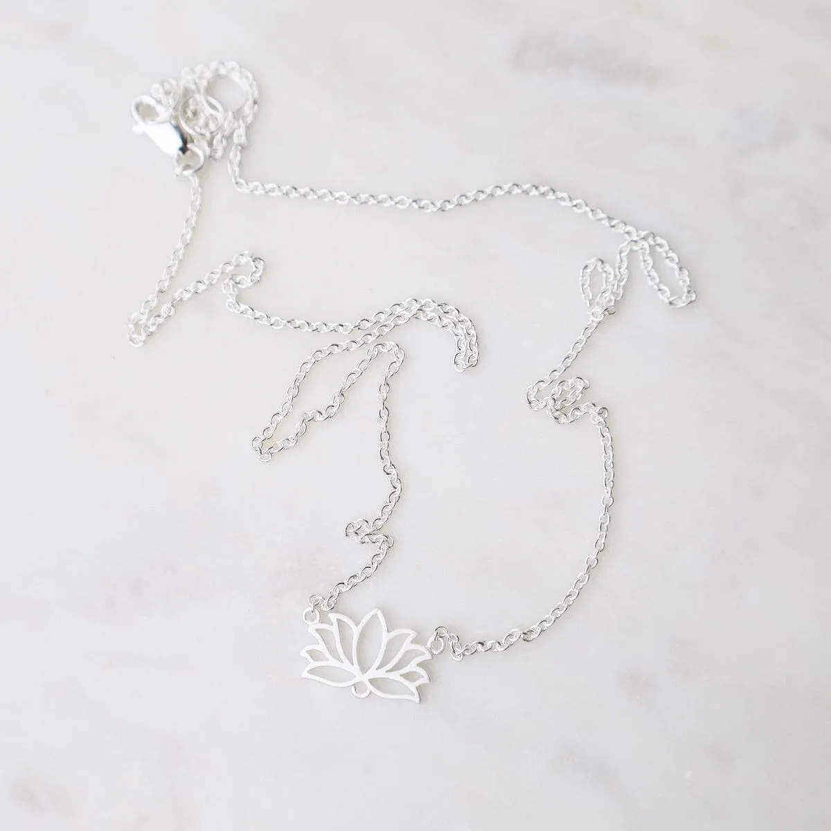 Lotus Necklace – Brushed Sterling Silver