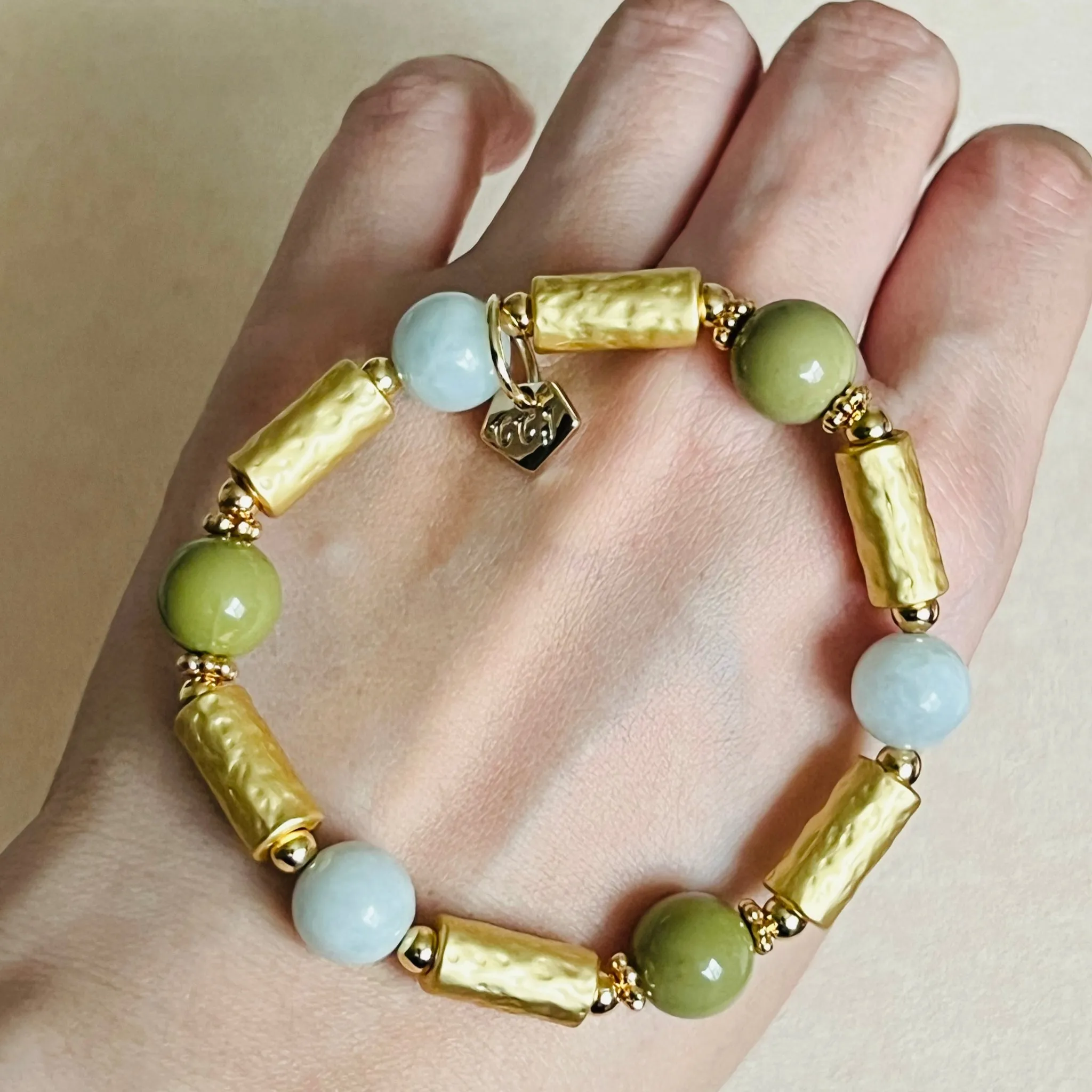 Lucky 6 Jade & Avocado Agate Bracelet