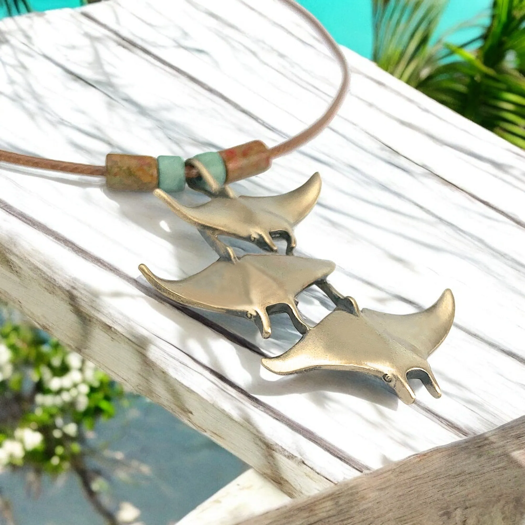 Manta Ray Necklace Antique Bronze- Stingray Jewelry, Manta Ray Pendant, Scuba Diving Jewelry, Ocean Inspired Bronze Jewelry