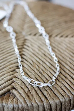 Matte Silver Long Chain Necklac