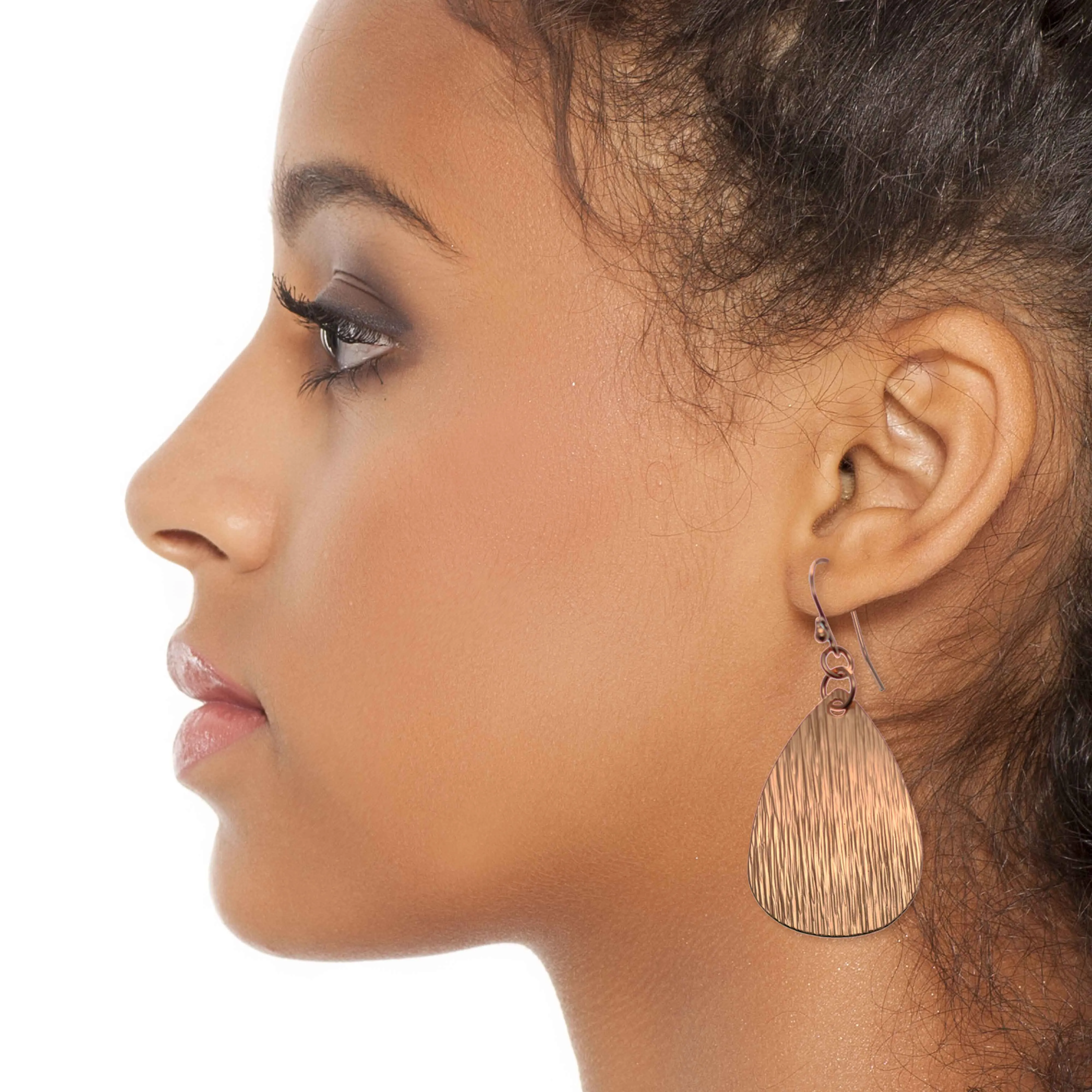 Medium Bark Embossed Copper Teardrop Earrings