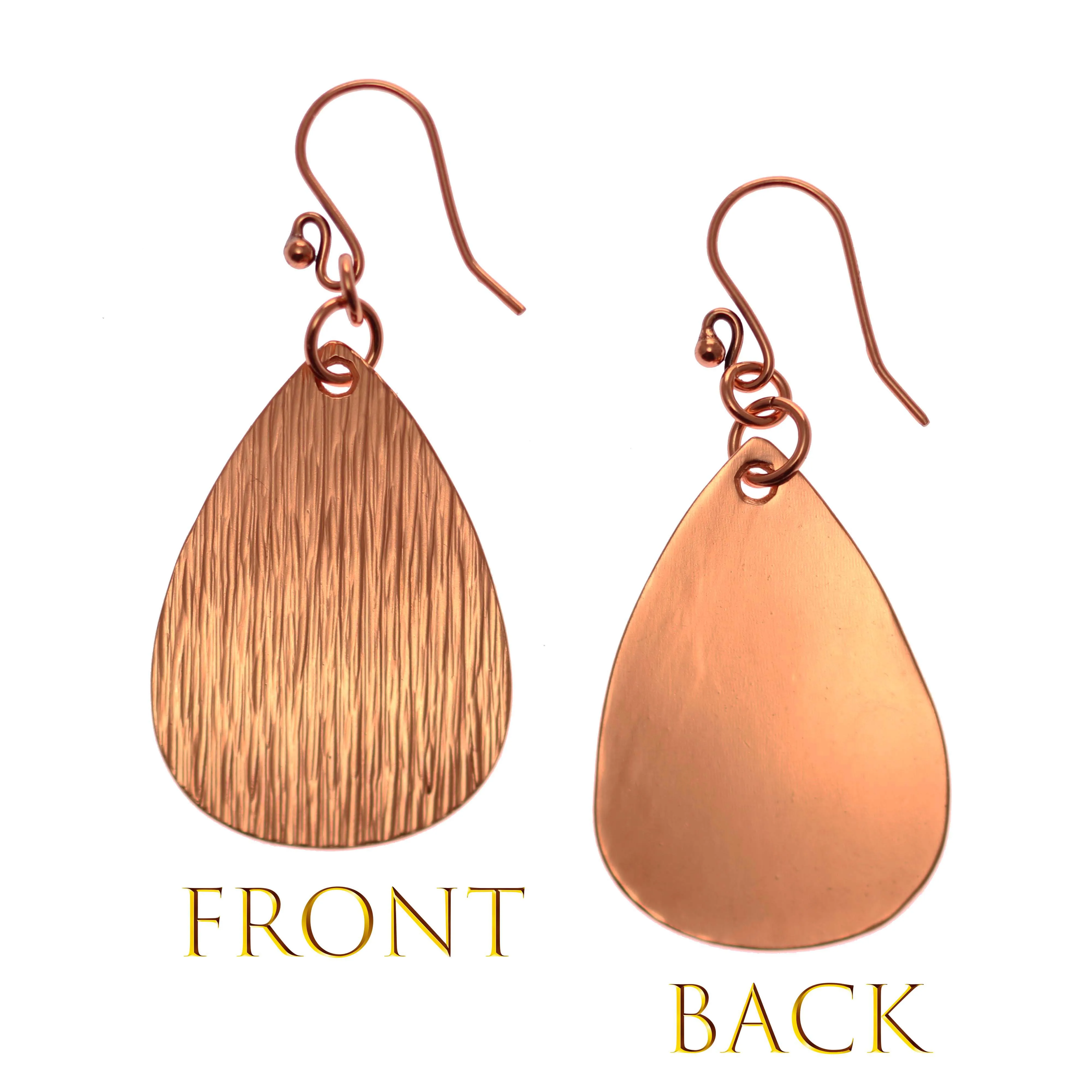 Medium Bark Embossed Copper Teardrop Earrings