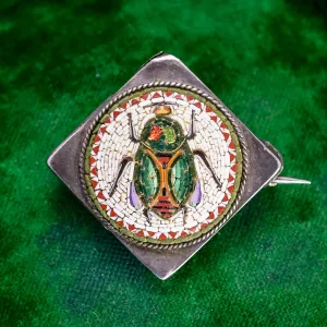 Mid Victorian Micromosaic Bug Brooch