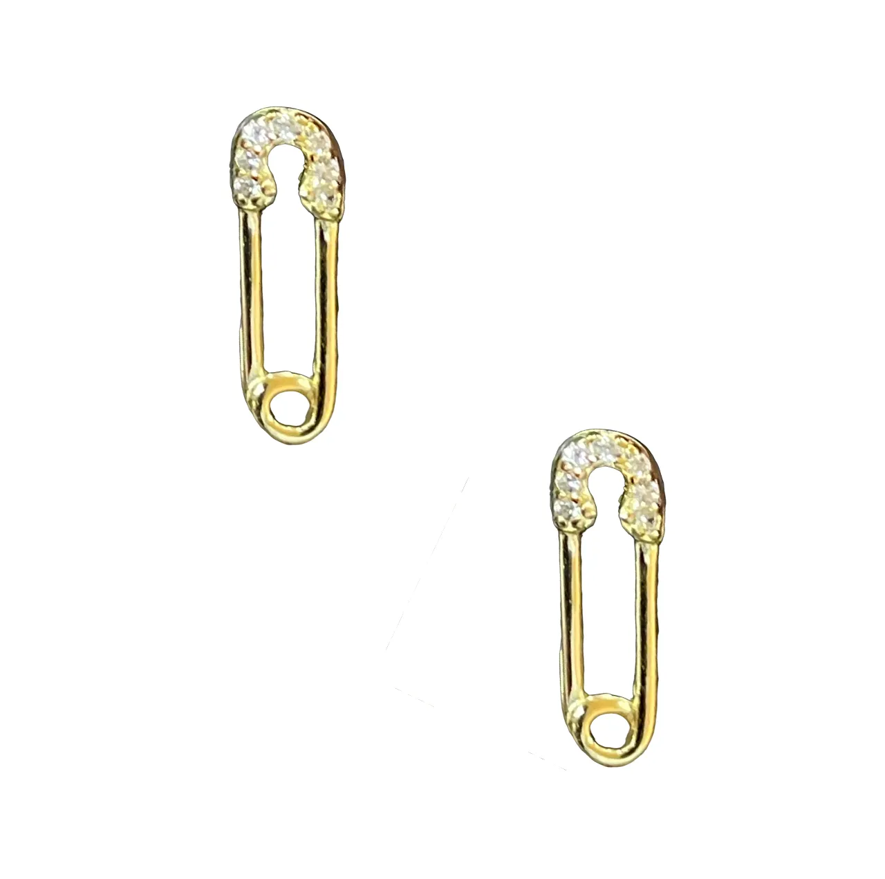 Mini Safety Pin Earrings - Gold